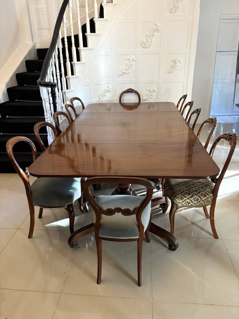 Superb Quality Antique Regency Three-Pillar Mahogany Dining Table